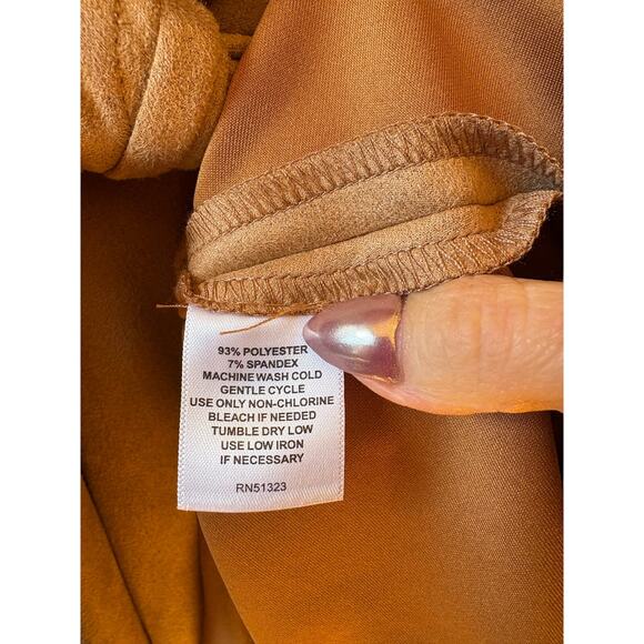 NEW Halogen belted tan faux suede tuxedo mini dress size XS - Picture 10 of 11